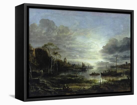 Landscape in Moonlight-Aert van der Neer-Framed Premier Image Canvas