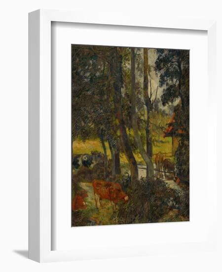 Landscape in Normandy with Pond, 1885-Paul Gauguin-Framed Giclee Print