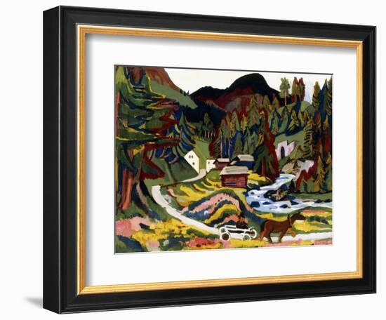 Landscape in Spring, Sertig, 1924-25-Ernst Ludwig Kirchner-Framed Giclee Print