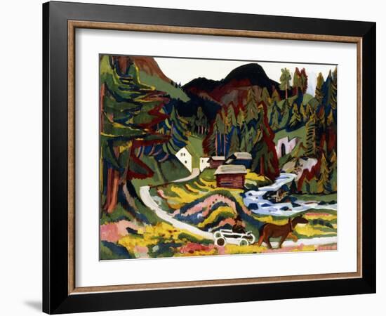 Landscape in Spring, Sertig, 1924-25-Ernst Ludwig Kirchner-Framed Giclee Print