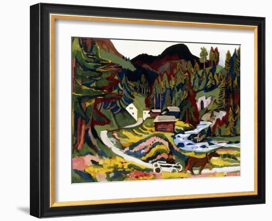 Landscape in Spring, Sertig, 1924-25-Ernst Ludwig Kirchner-Framed Giclee Print