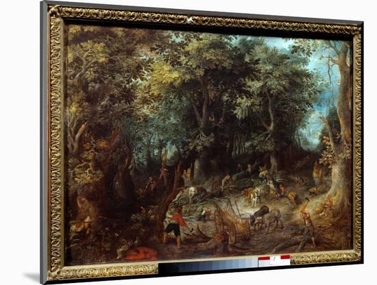 Landscape in the Forest, the Woodcows, 17Th Century (Oil on Canvas)-Jan the Elder Brueghel-Mounted Giclee Print