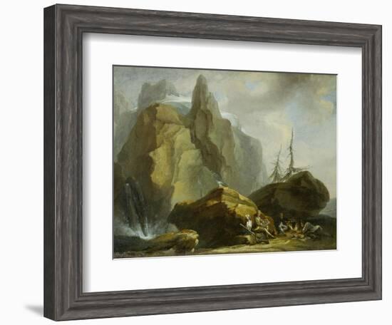 Landscape in the High Alps with Resting Mountaineers and the Painter-Caspar Wolf-Framed Giclee Print