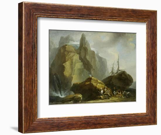 Landscape in the High Alps with Resting Mountaineers and the Painter-Caspar Wolf-Framed Giclee Print