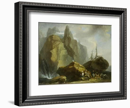 Landscape in the High Alps with Resting Mountaineers and the Painter-Caspar Wolf-Framed Giclee Print