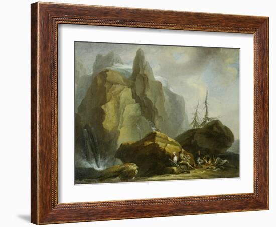 Landscape in the High Alps with Resting Mountaineers and the Painter-Caspar Wolf-Framed Giclee Print