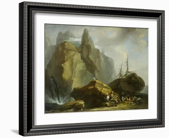 Landscape in the High Alps with Resting Mountaineers and the Painter-Caspar Wolf-Framed Giclee Print