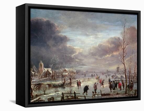 Landscape in Winter-Aert van der Neer-Framed Premier Image Canvas