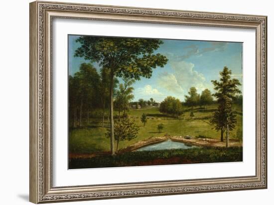 Landscape Looking toward Sellers Hall from Mill Bank, C.1818 (Oil on Canvas)-Charles Willson Peale-Framed Giclee Print