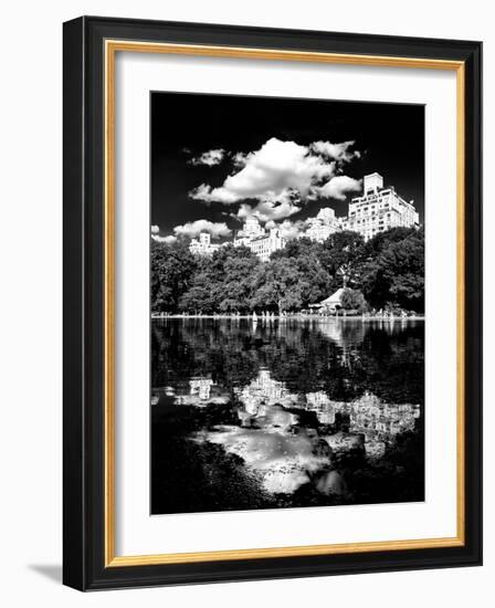 Landscape Mirror, Central Park, Conservatory Water, Manhattan, New York, White Frame-Philippe Hugonnard-Framed Art Print