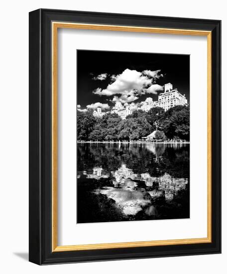 Landscape Mirror, Central Park, Conservatory Water, Manhattan, New York, White Frame-Philippe Hugonnard-Framed Premium Giclee Print