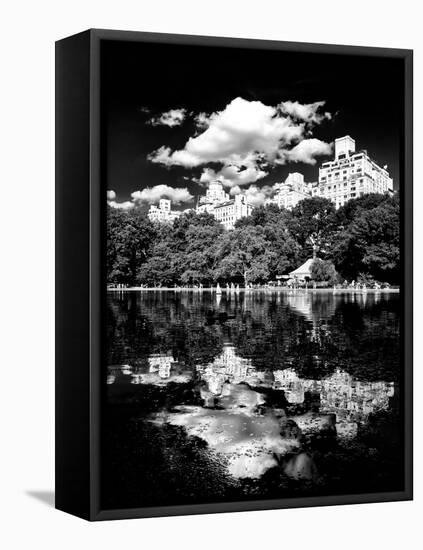 Landscape Mirror, Central Park, Conservatory Water, Manhattan, New York, White Frame-Philippe Hugonnard-Framed Stretched Canvas