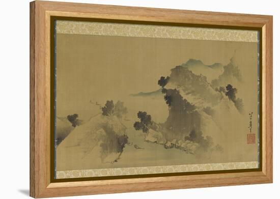 Landscape: Mountains, Stream and Boats, Edo Period-Katsushika Hokusai-Framed Premier Image Canvas