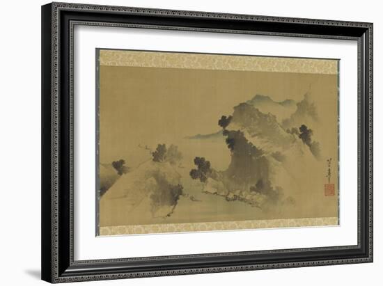 Landscape: Mountains, Stream and Boats, Edo Period-Katsushika Hokusai-Framed Giclee Print