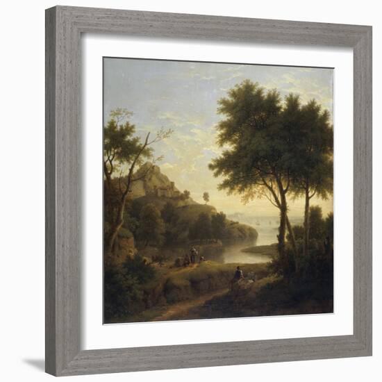 Landscape near a Coastal Inlet, 1763 (Oil on Canvas)-George Lambert-Framed Giclee Print