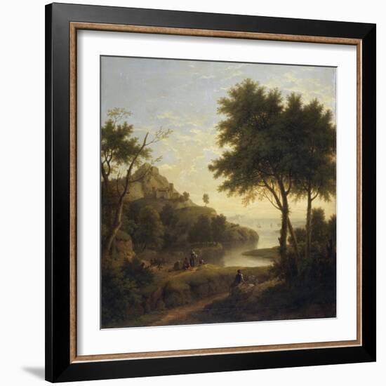 Landscape near a Coastal Inlet, 1763 (Oil on Canvas)-George Lambert-Framed Giclee Print