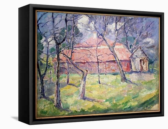 Landscape near Kiev, Ukraine, 1930 (Oil on Canvas)-Kazimir Severinovich Malevich-Framed Premier Image Canvas