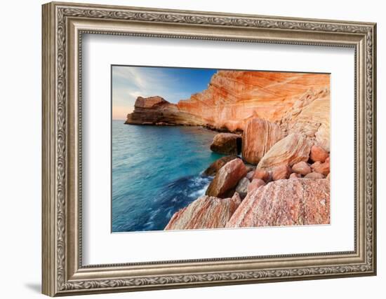 Landscape of island coastline, Sea of Cortez, Mexico-Claudio Contreras-Framed Photographic Print