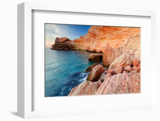 Landscape of island coastline, Sea of Cortez, Mexico-Claudio Contreras-Framed Photographic Print