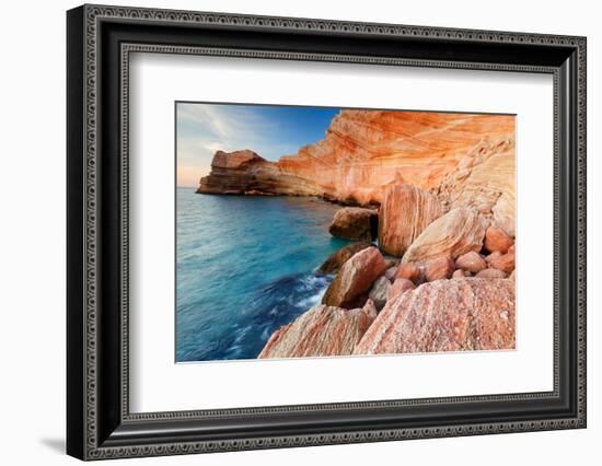 Landscape of island coastline, Sea of Cortez, Mexico-Claudio Contreras-Framed Photographic Print