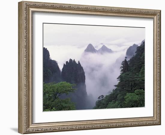 Landscape of Mt. Huangshan (Yellow Mountain) in Mist, China-Keren Su-Framed Photographic Print