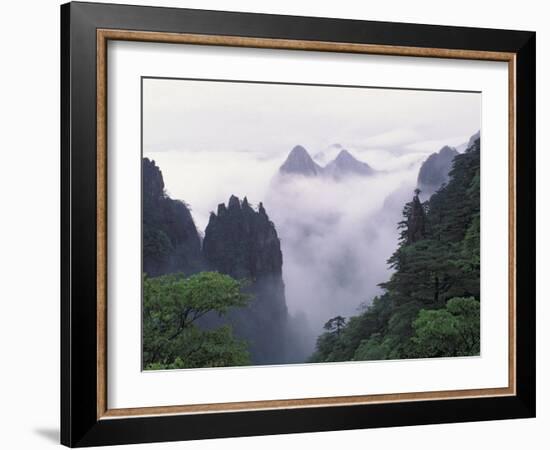 Landscape of Mt. Huangshan (Yellow Mountain) in Mist, China-Keren Su-Framed Photographic Print