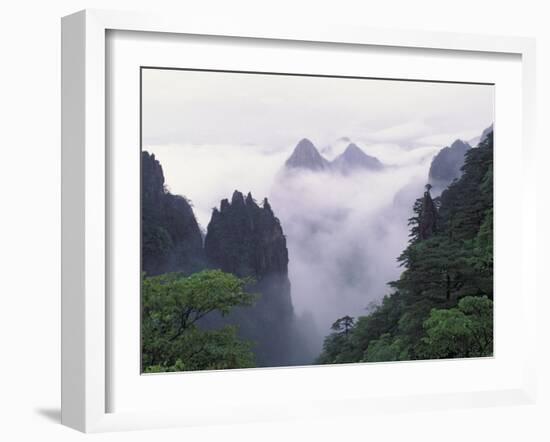 Landscape of Mt. Huangshan (Yellow Mountain) in Mist, China-Keren Su-Framed Photographic Print