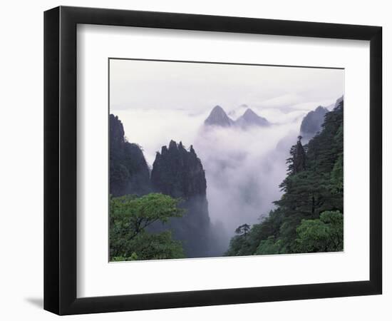 Landscape of Mt. Huangshan (Yellow Mountain) in Mist, China-Keren Su-Framed Photographic Print