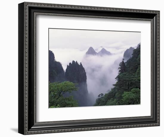 Landscape of Mt. Huangshan (Yellow Mountain) in Mist, China-Keren Su-Framed Photographic Print