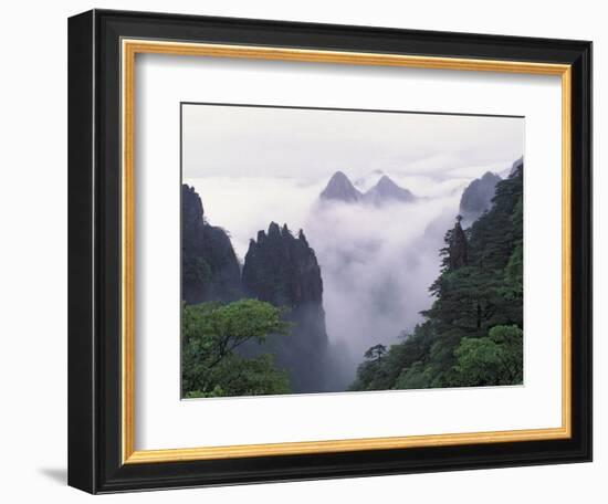 Landscape of Mt. Huangshan (Yellow Mountain) in Mist, China-Keren Su-Framed Photographic Print