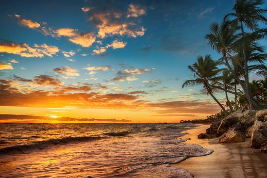 Landscape Of Paradise Tropical Island Beach Sunrise Shot Landscape Of Paradise Tropical Island Beach Sunrise Shot Photographic Print By Valentin Valkov Art