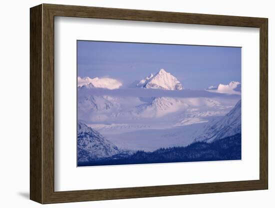 Landscape of snow covered mountain range, Homer, Alaska, US-Keren Su-Framed Photographic Print