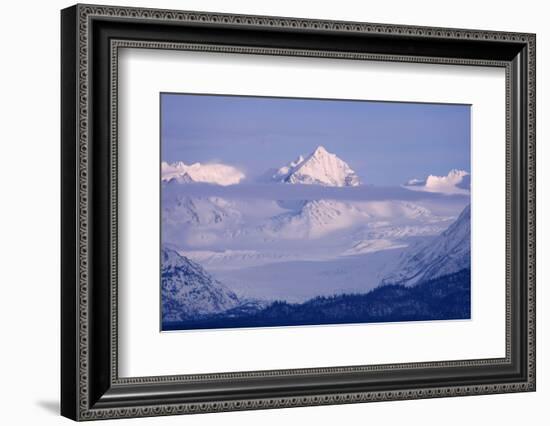 Landscape of snow covered mountain range, Homer, Alaska, US-Keren Su-Framed Photographic Print