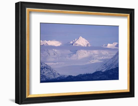 Landscape of snow covered mountain range, Homer, Alaska, US-Keren Su-Framed Photographic Print