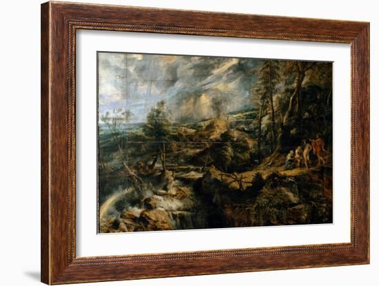 Landscape of Tempete with the Old Phrygians Philemon and Baucis (Painting, C.1620)-Peter Paul Rubens-Framed Giclee Print