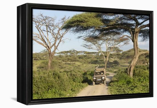 Landscape of the African Savanna with Safari Vehicle, Tanzania-James Heupel-Framed Premier Image Canvas