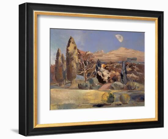 Landscape of the Moon's First Quarter, 1943 (Oil on Canvas)-Paul Nash-Framed Giclee Print