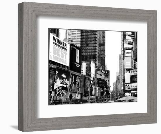 Landscape of Times Square, Advertising Views, Manhattan, NYC, US, USA, Black and White Photography-Philippe Hugonnard-Framed Photographic Print