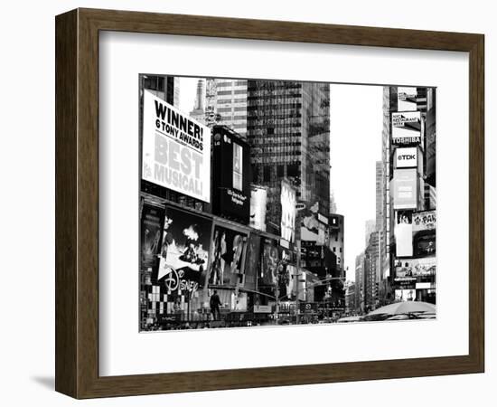 Landscape of Times Square, Advertising Views, Manhattan, NYC, US, USA, Black and White Photography-Philippe Hugonnard-Framed Photographic Print