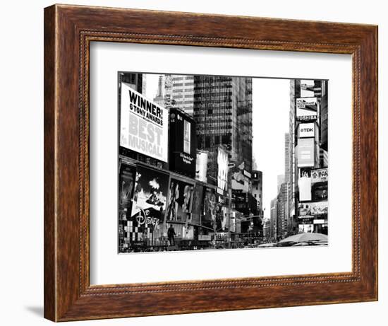 Landscape of Times Square, Advertising Views, Manhattan, NYC, US, USA, Black and White Photography-Philippe Hugonnard-Framed Photographic Print