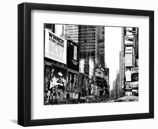 Landscape of Times Square, Advertising Views, Manhattan, NYC, US, USA, Black and White Photography-Philippe Hugonnard-Framed Photographic Print