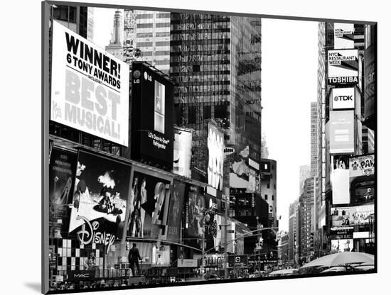 Landscape of Times Square, Advertising Views, Manhattan, NYC, US, USA, Black and White Photography-Philippe Hugonnard-Mounted Photographic Print