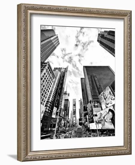 Landscape of Times Square, NYC, Skyscrapers View, Manhattan, NYC, USA, Black and White Photography-Philippe Hugonnard-Framed Photographic Print