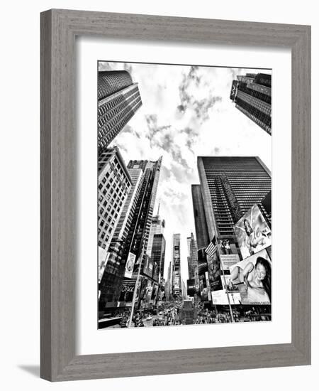 Landscape of Times Square, NYC, Skyscrapers View, Manhattan, NYC, USA, Black and White Photography-Philippe Hugonnard-Framed Photographic Print