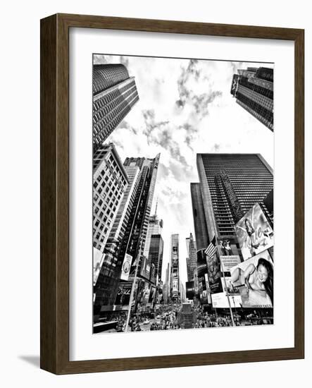 Landscape of Times Square, NYC, Skyscrapers View, Manhattan, NYC, USA, Black and White Photography-Philippe Hugonnard-Framed Photographic Print