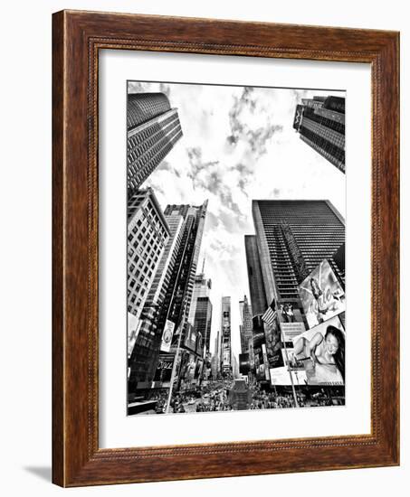 Landscape of Times Square, NYC, Skyscrapers View, Manhattan, NYC, USA, Black and White Photography-Philippe Hugonnard-Framed Photographic Print