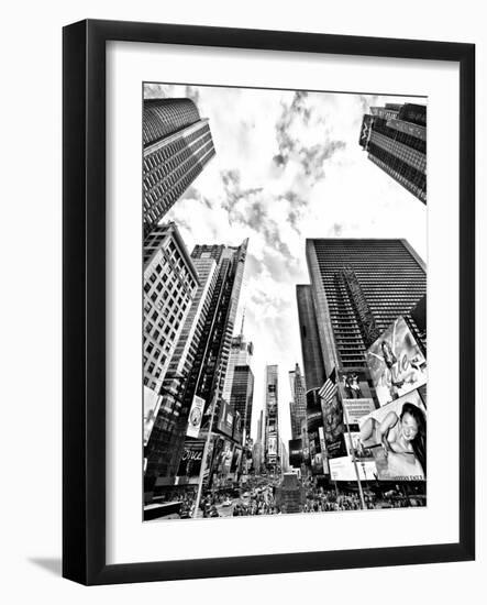 Landscape of Times Square, NYC, Skyscrapers View, Manhattan, NYC, USA, Black and White Photography-Philippe Hugonnard-Framed Photographic Print