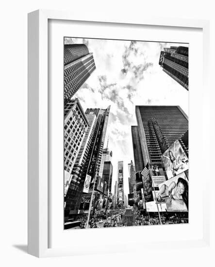 Landscape of Times Square, NYC, Skyscrapers View, Manhattan, NYC, USA, Black and White Photography-Philippe Hugonnard-Framed Photographic Print