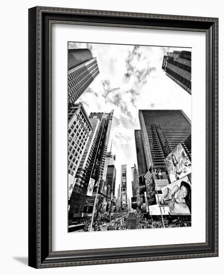 Landscape of Times Square, NYC, Skyscrapers View, Manhattan, NYC, USA, Black and White Photography-Philippe Hugonnard-Framed Photographic Print