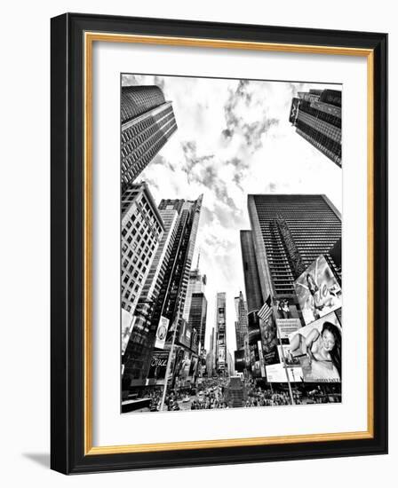 Landscape of Times Square, NYC, Skyscrapers View, Manhattan, NYC, USA, Black and White Photography-Philippe Hugonnard-Framed Photographic Print